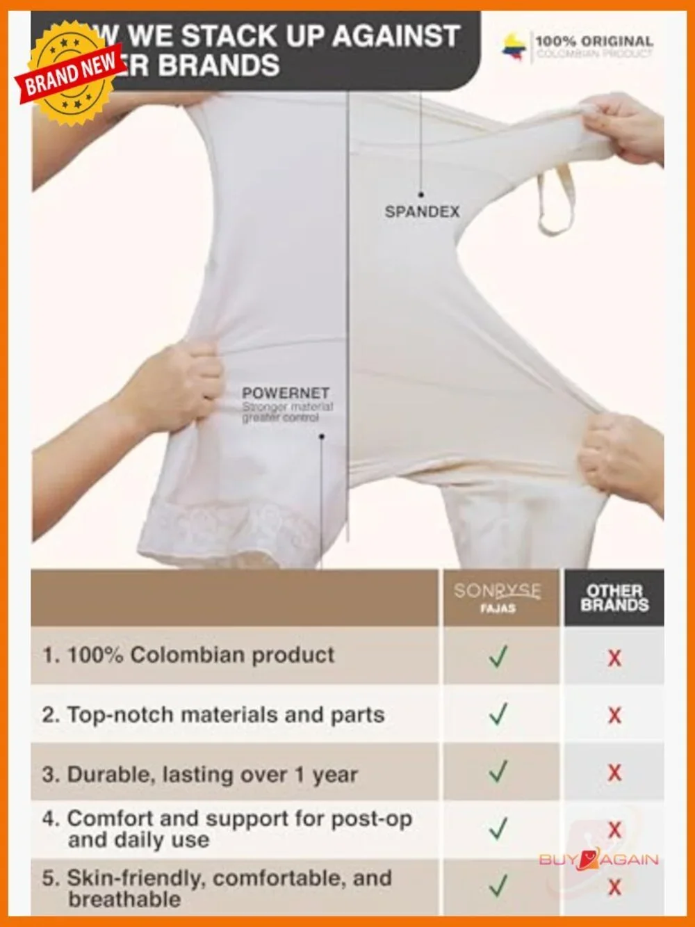 Colombian Postpartum Shapewear Bodysuit Front Zipper Tummy Control